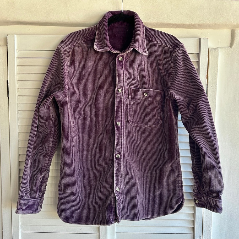 Corduroy Button-Up Shirt in Purple